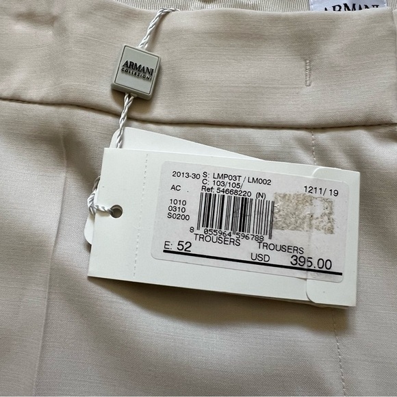 NWT Armani Collezioni Wool Straight Leg Mid Rise Dress Pants Trousers Ivory 16 - Picture 6 of 16